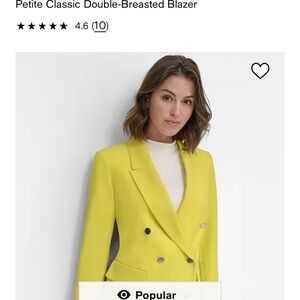 Yellow Double-Breasted Blazer with Notched Lapel
